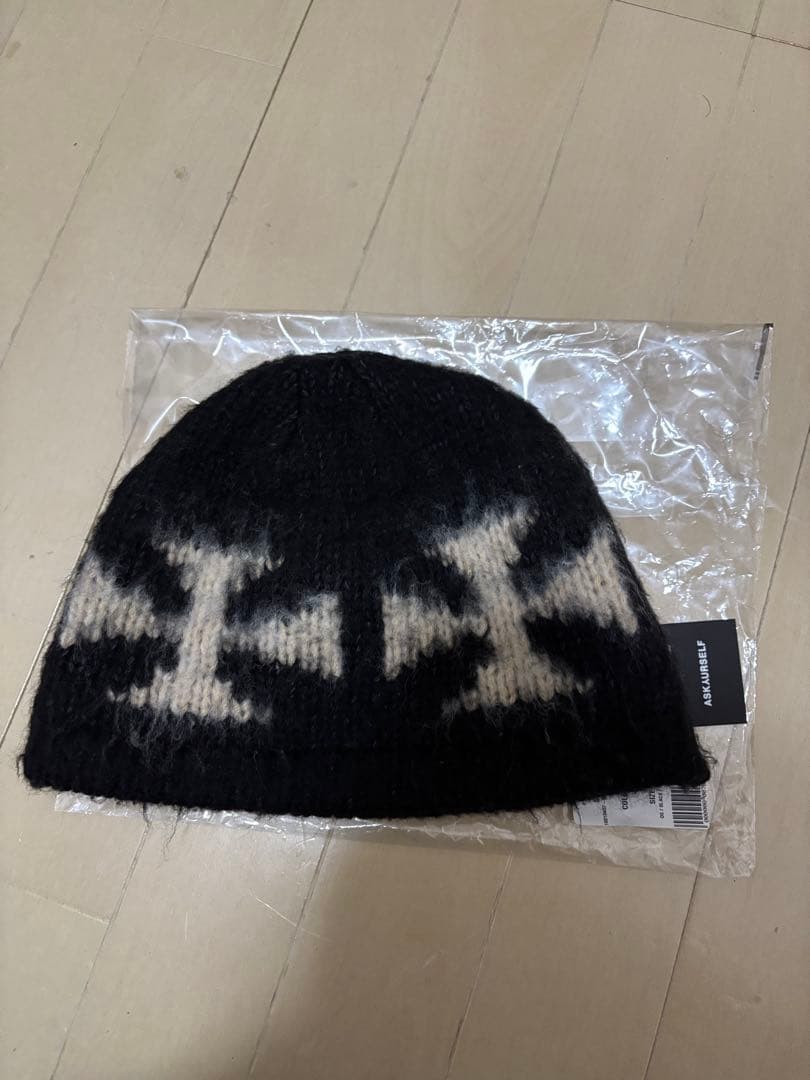 ASKYURSELF/BRUSHED CROSS BEANIE ビーニー