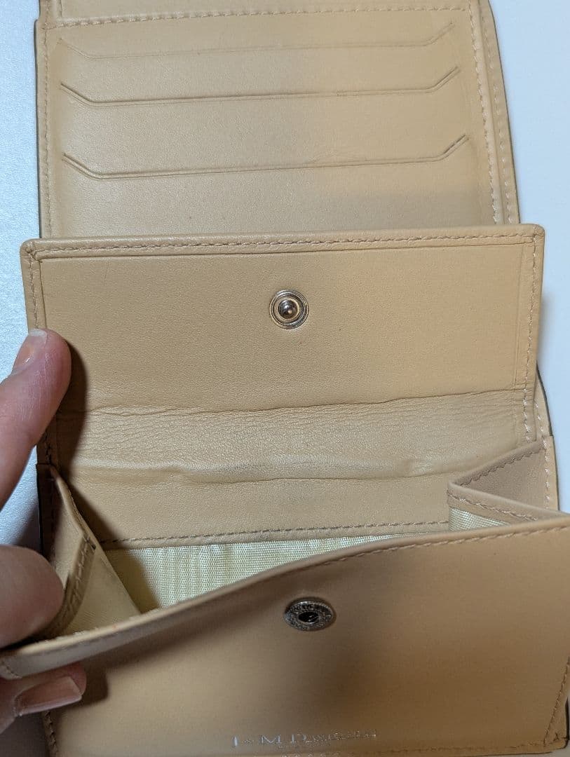【J&M DAVIDSON 】美品☆スタッズ付きブラウン三つ折り財布☆コンパクト
