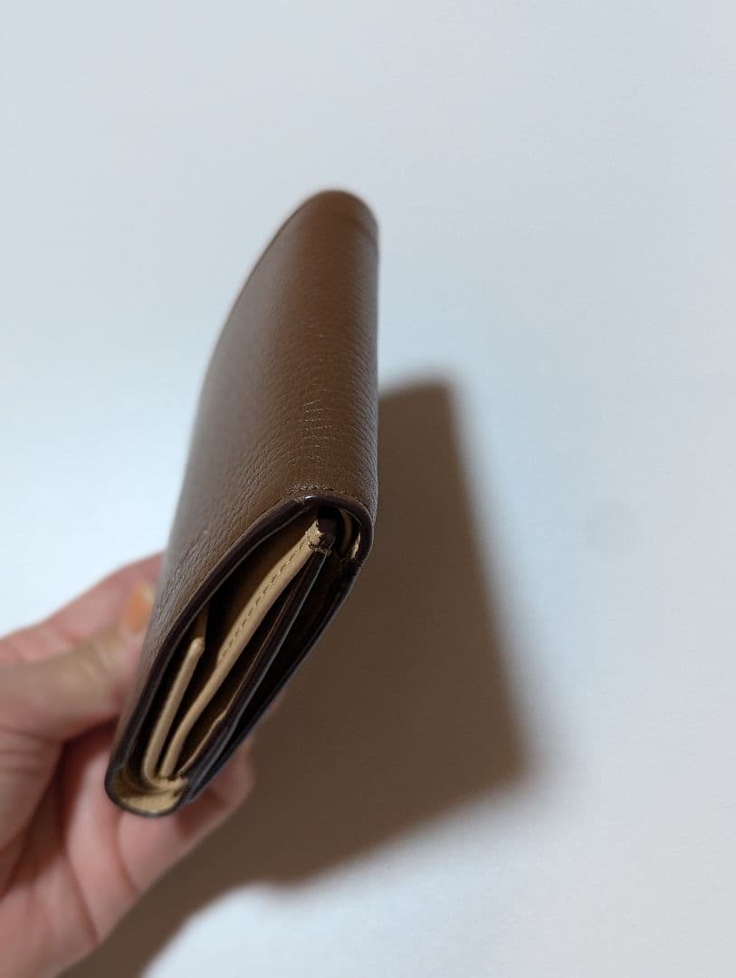 【J&M DAVIDSON 】美品☆スタッズ付きブラウン三つ折り財布☆コンパクト