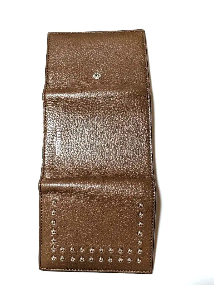 【J&M DAVIDSON 】美品☆スタッズ付きブラウン三つ折り財布☆コンパクト