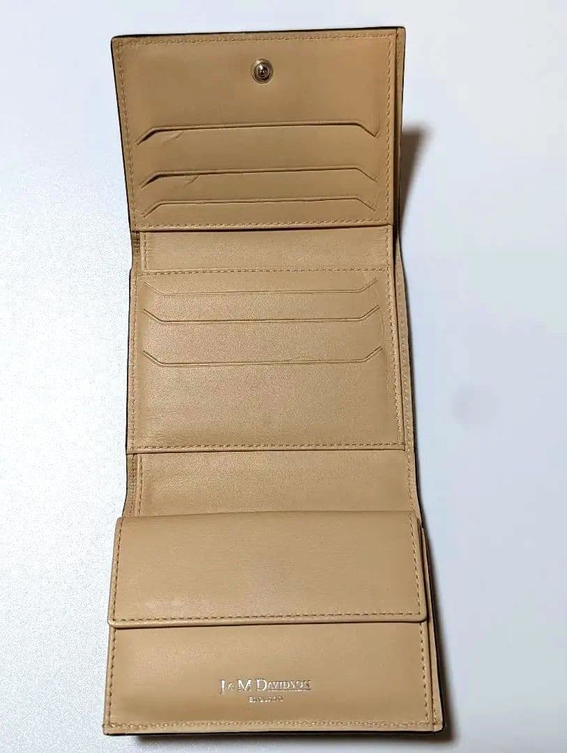 【J&M DAVIDSON 】美品☆スタッズ付きブラウン三つ折り財布☆コンパクト