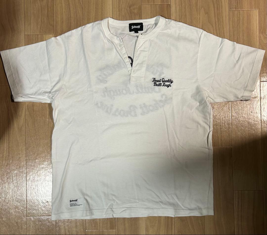 【人気】Schott Bros. ホワイト ヘンリーTシャツ