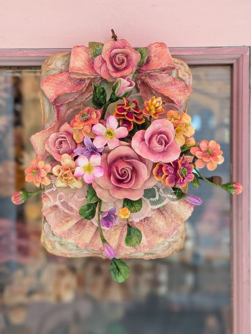 【専用】クレイフラワー❁薔薇のリース❁ハンドメイド