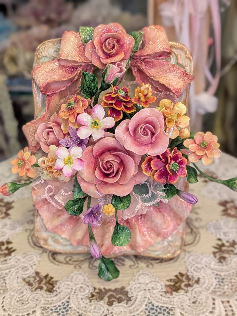 【専用】クレイフラワー❁薔薇のリース❁ハンドメイド