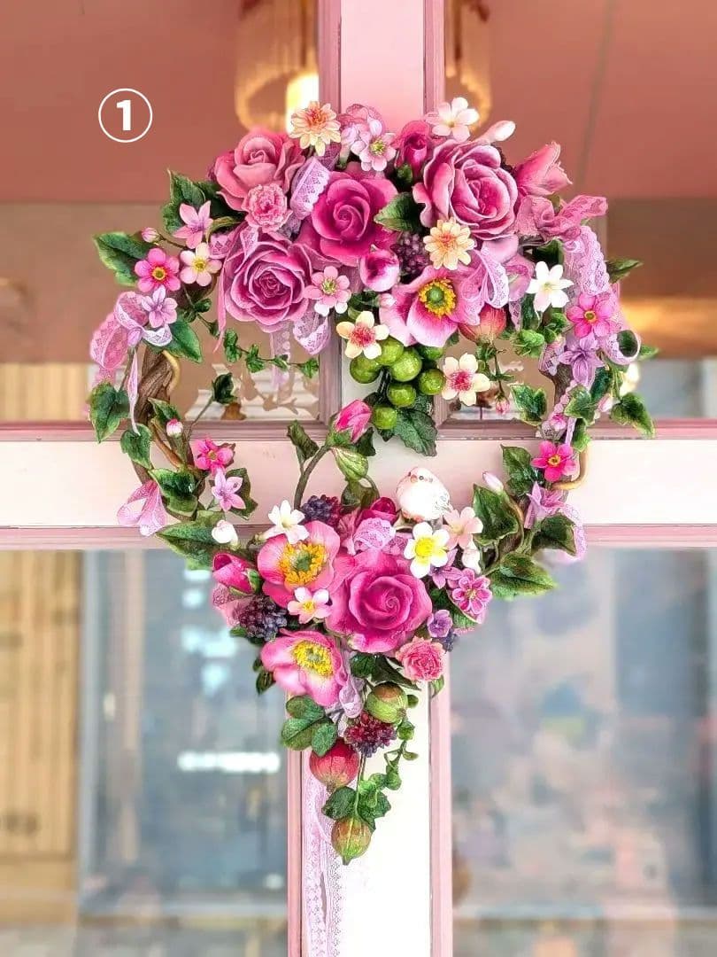 【専用】クレイフラワー❁薔薇のリース❁ハンドメイド