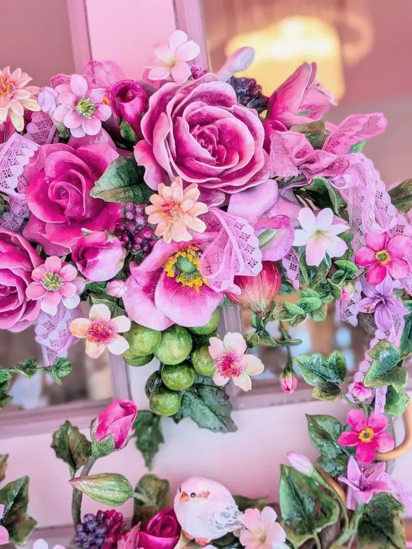 【専用】クレイフラワー❁薔薇のリース❁ハンドメイド