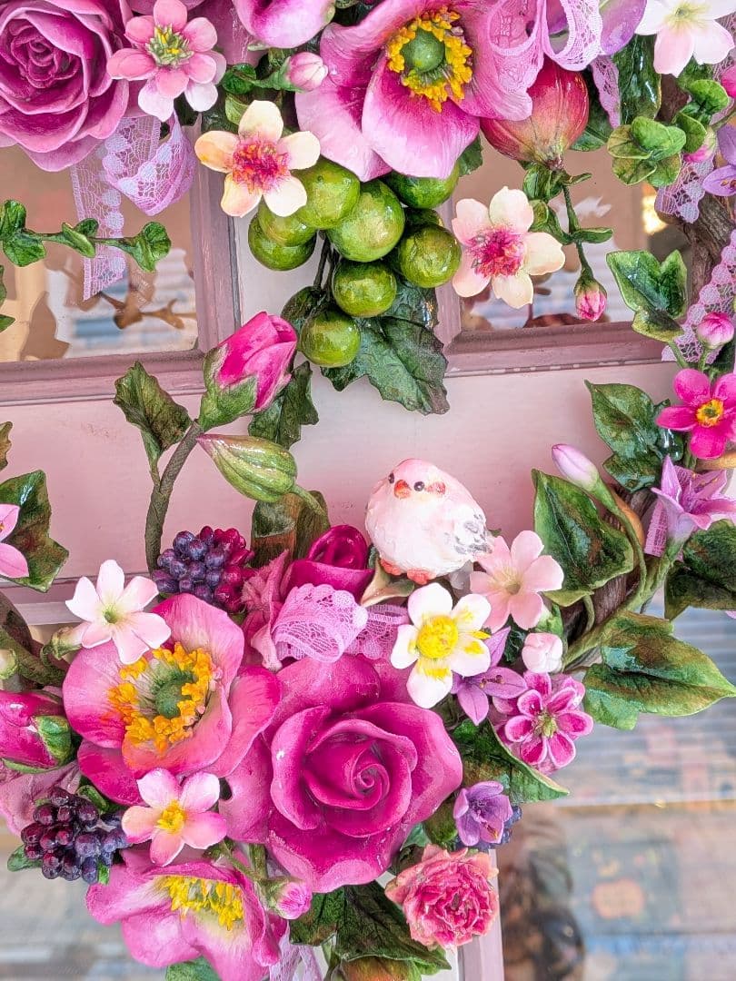 【専用】クレイフラワー❁薔薇のリース❁ハンドメイド