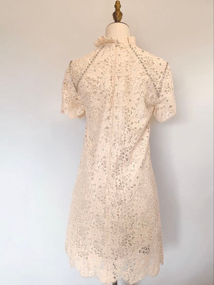 【極美品】SANDRO ピンクベージュレースワンピース1104