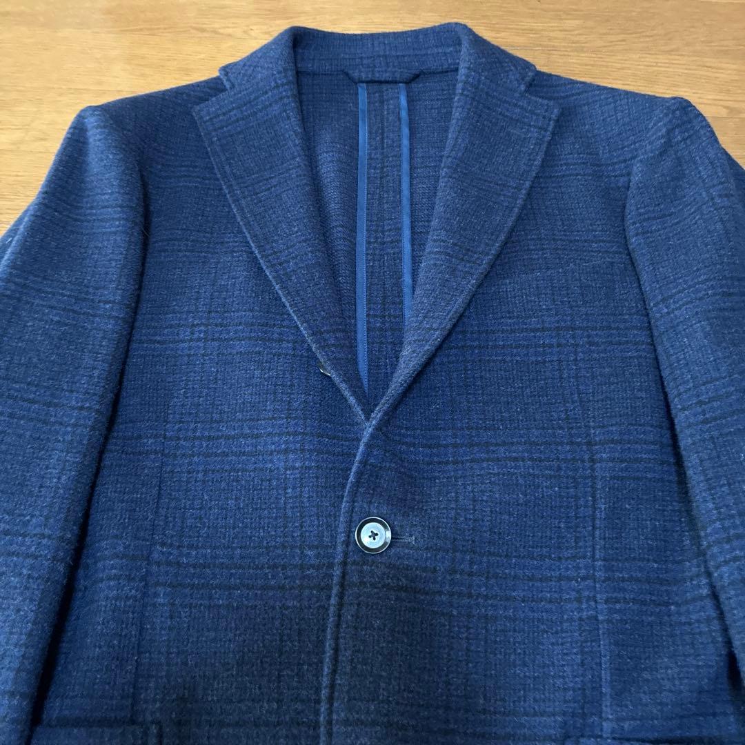 リングジャケットRing Jacket ネービーチェック柄 テーラードジャケット