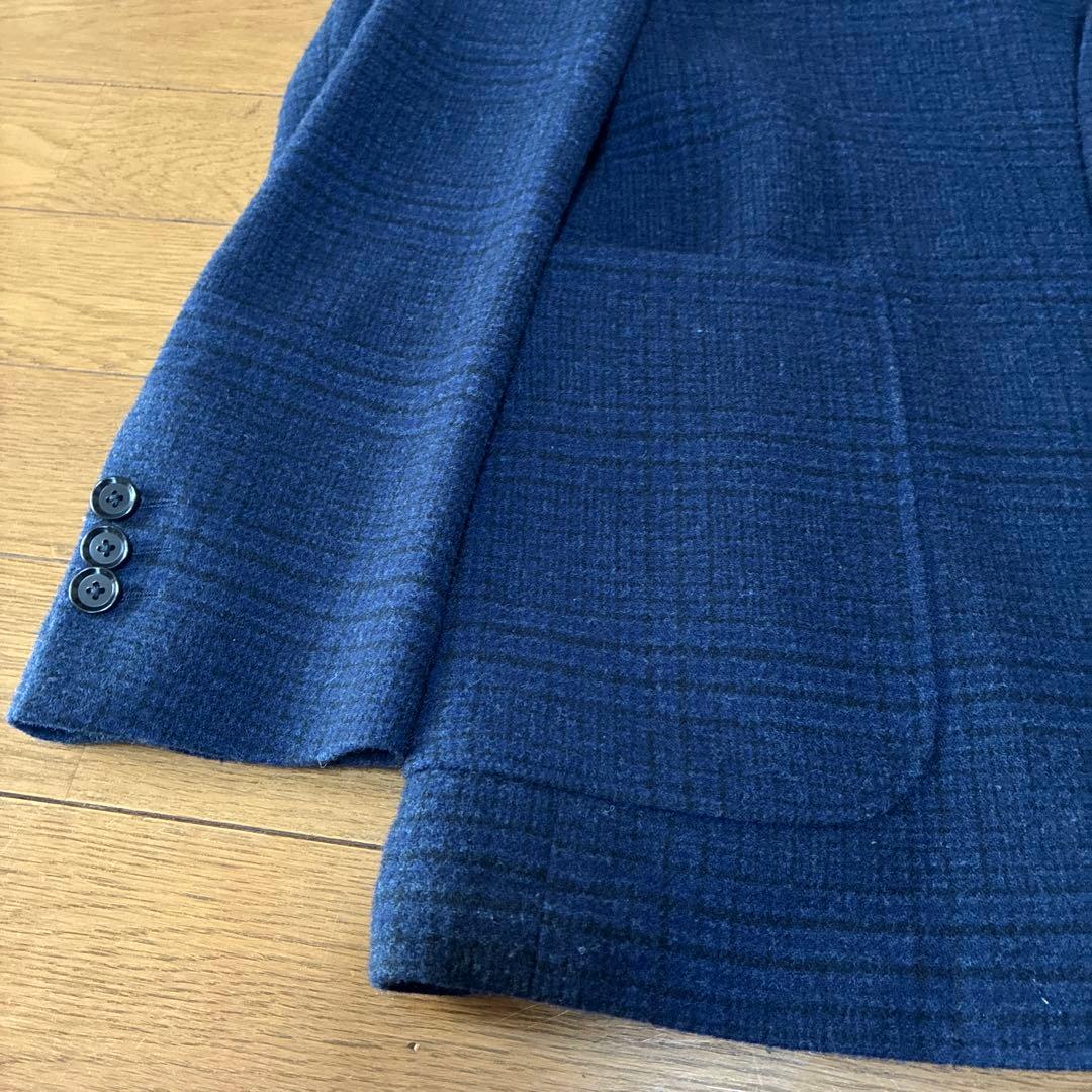 リングジャケットRing Jacket ネービーチェック柄 テーラードジャケット