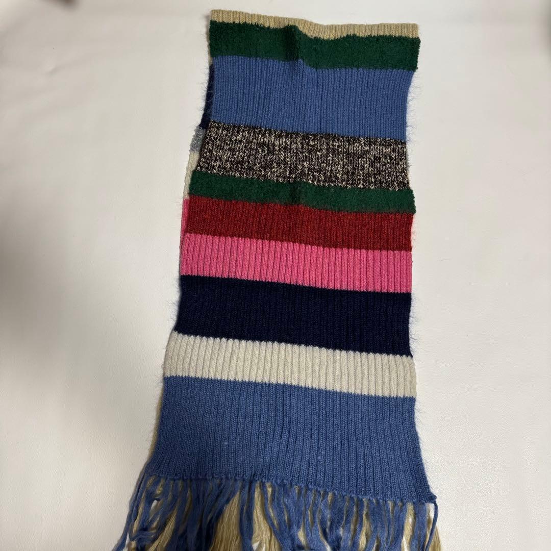 NKNIT mix stripe big KNIT scarf マフラー