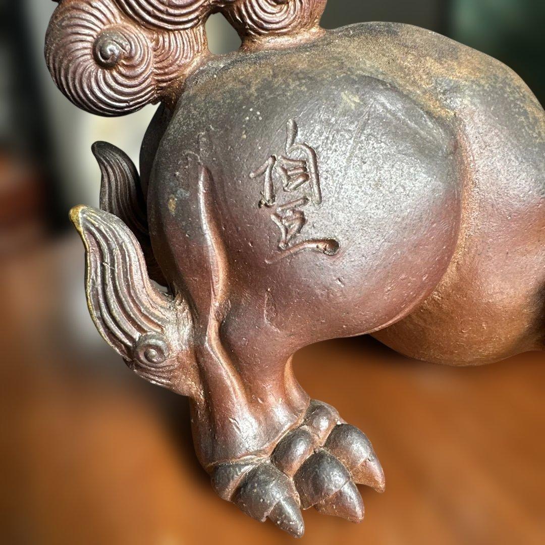 備前焼，陶器 獅子の彫刻 約30cm