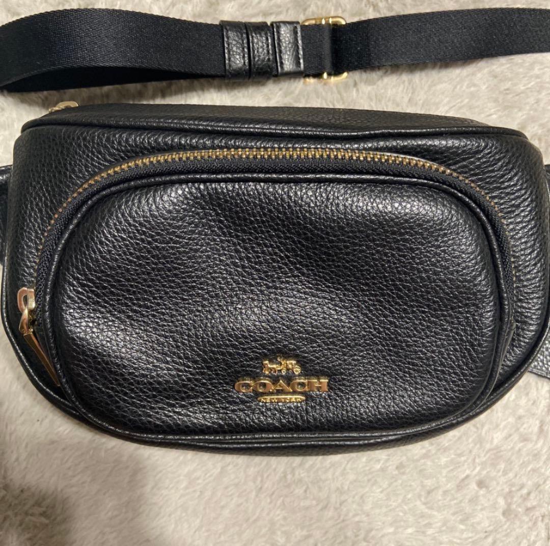 COACH ブラック レザー ボディバッグ ポーチ コーチ