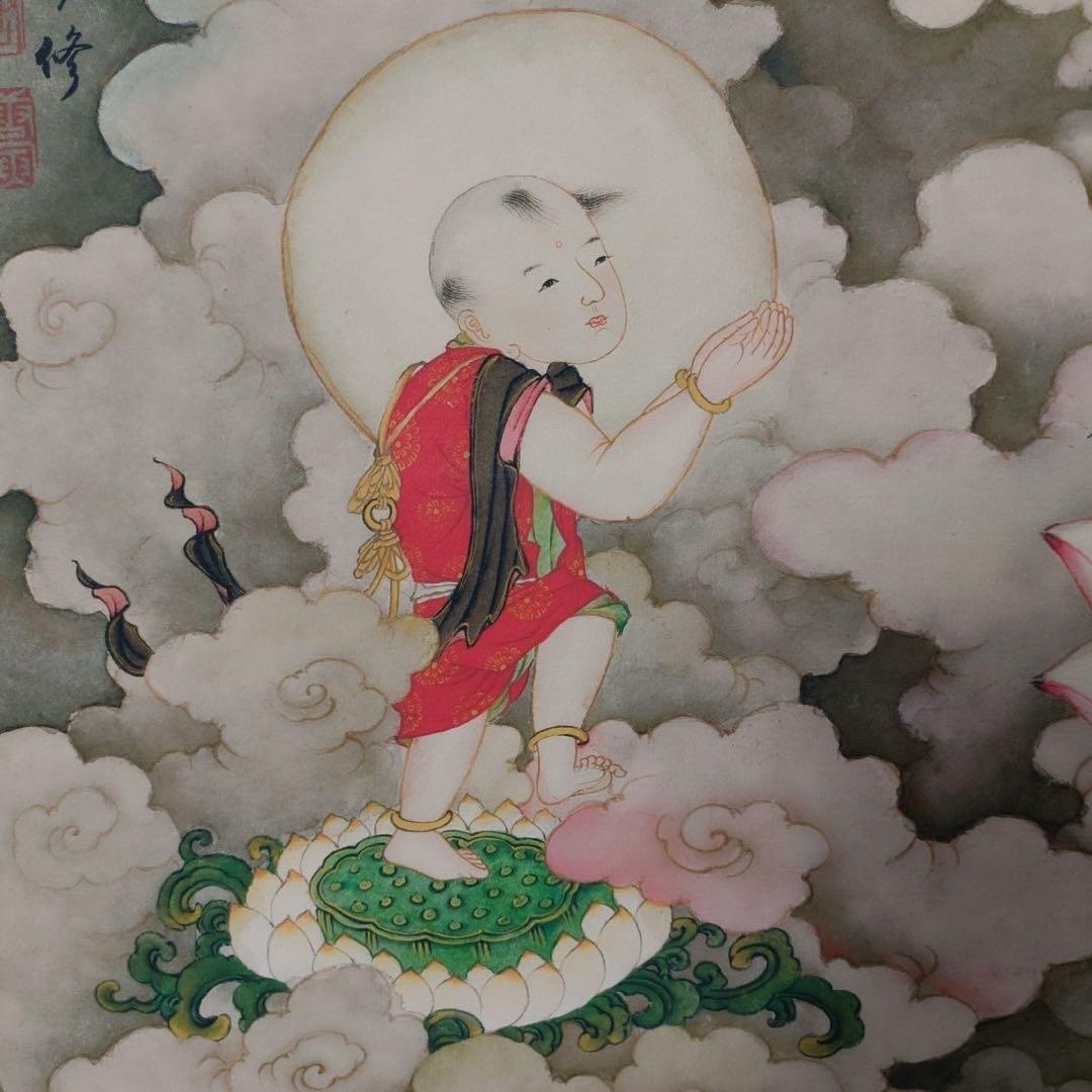 唐寅 観音像 掛軸 70×173cm 三尺中堂 証書付
