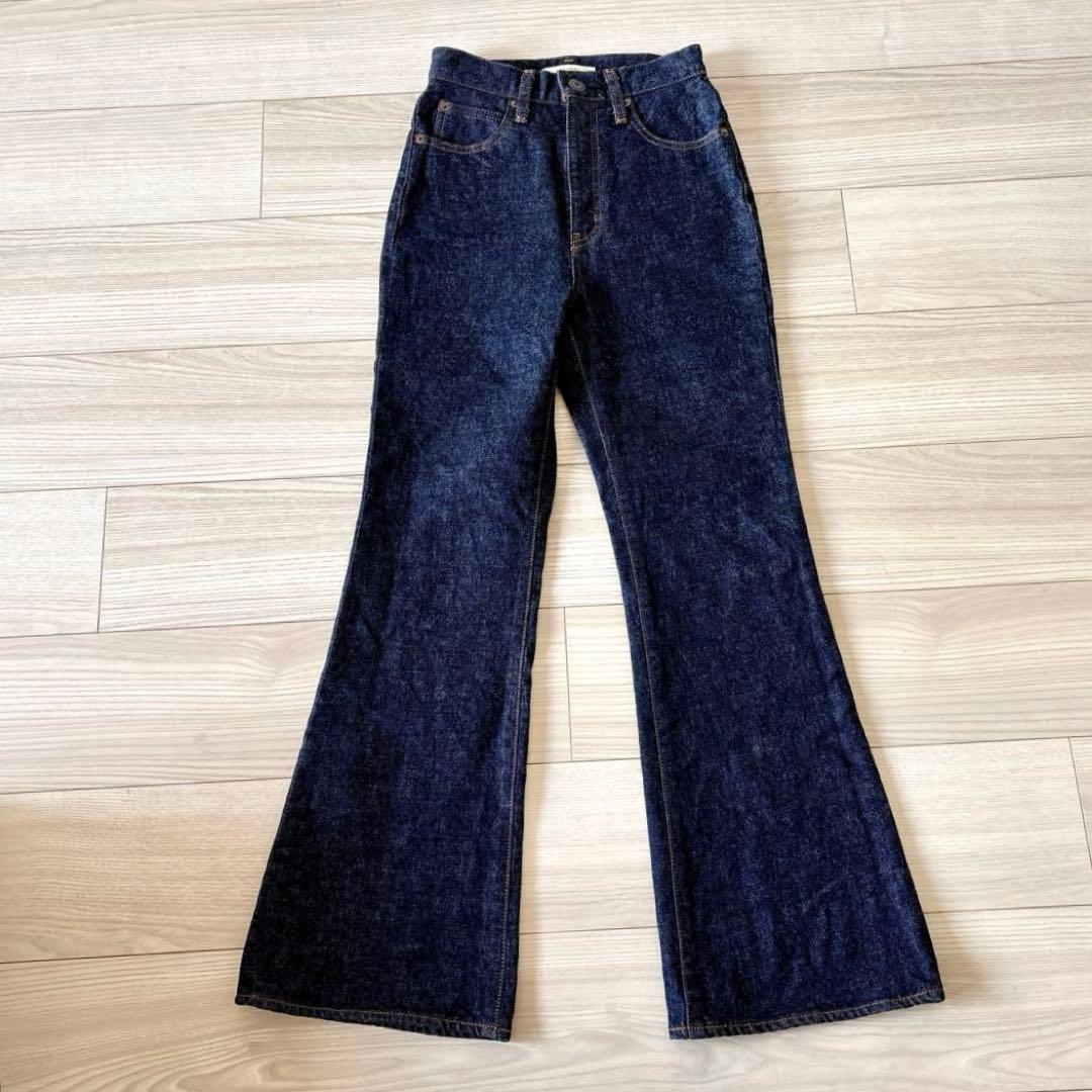 【美品】MOUSSY MVS FLARE フレアデニム 24 ワンウォッシュ