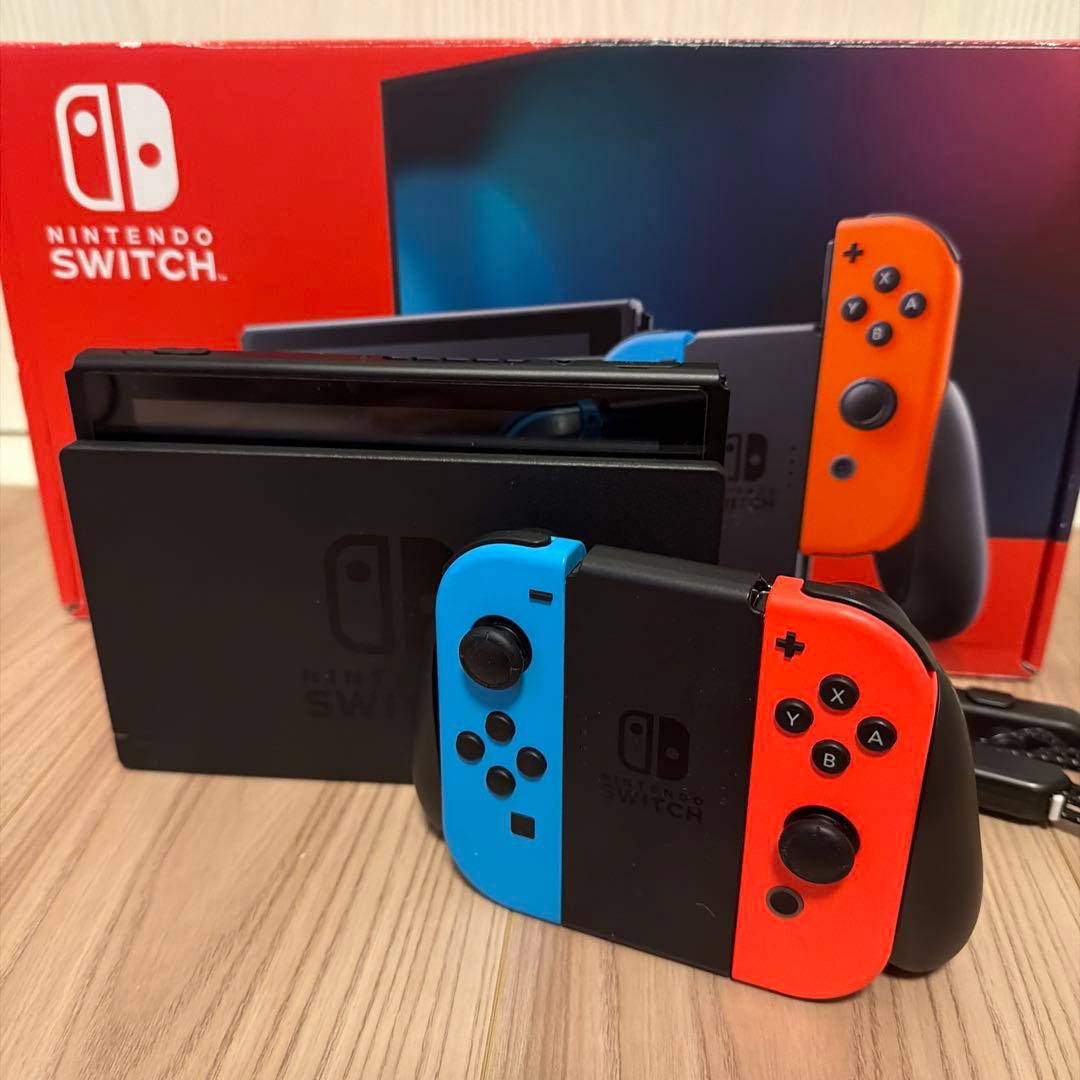 Nintendo Switch 本体 青/赤　ケーブル一式＆マイクロSDつき