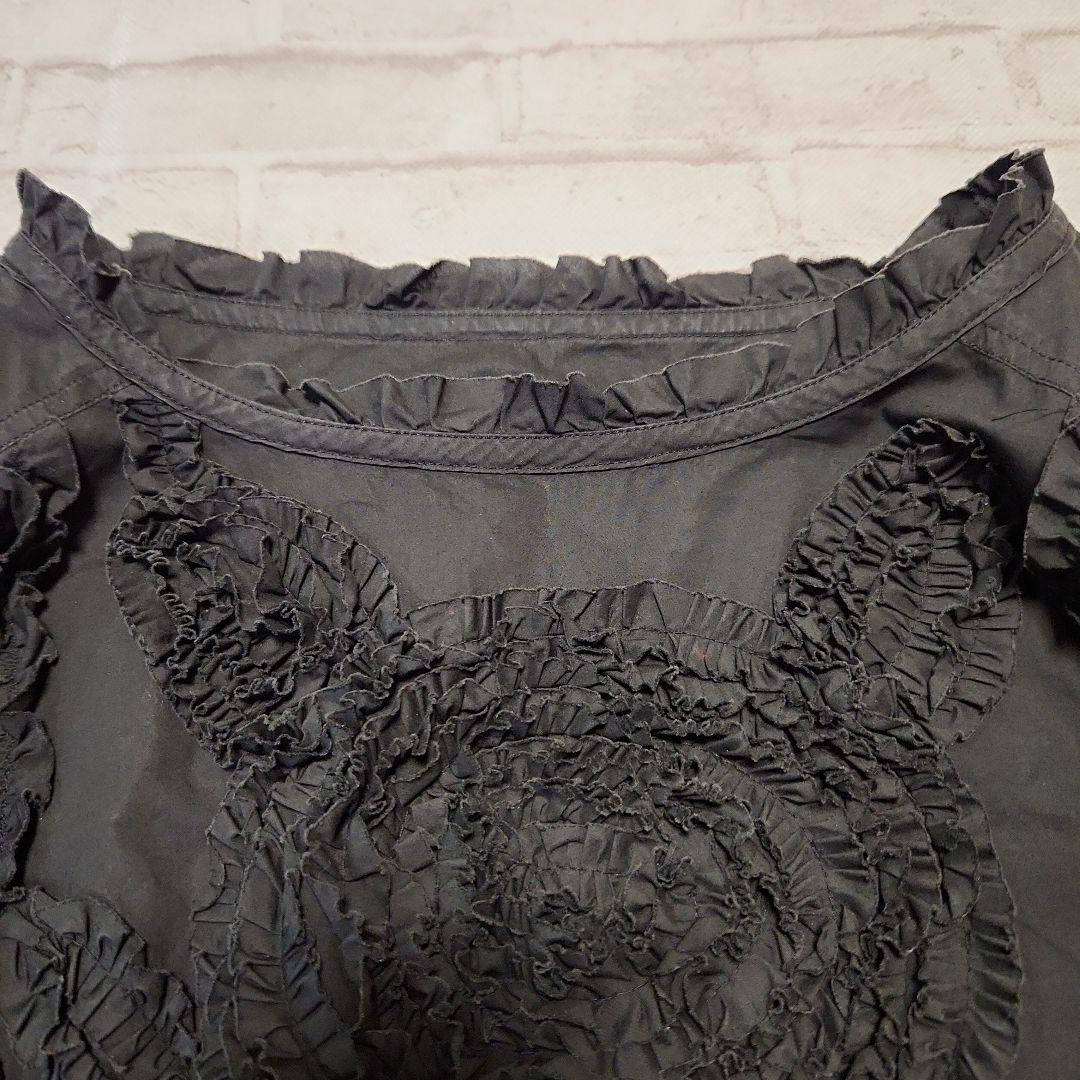 アルベロベロ　ぶたさん立体フリル刺繍ワンピース　ブラック　黒