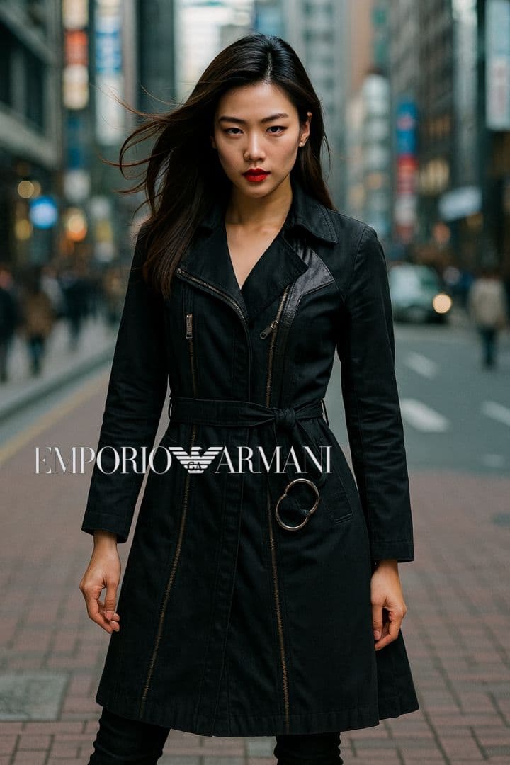 EMPORIO ARMANI 黒コート レディース40 美品 上品シルエット