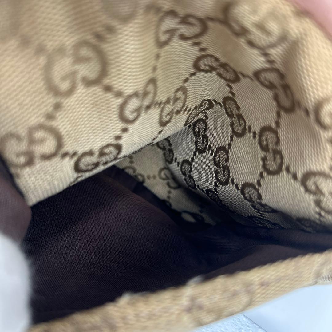 GUCCI GGキャンバス シェリーライン ウエストバッグ レザー　ピンク