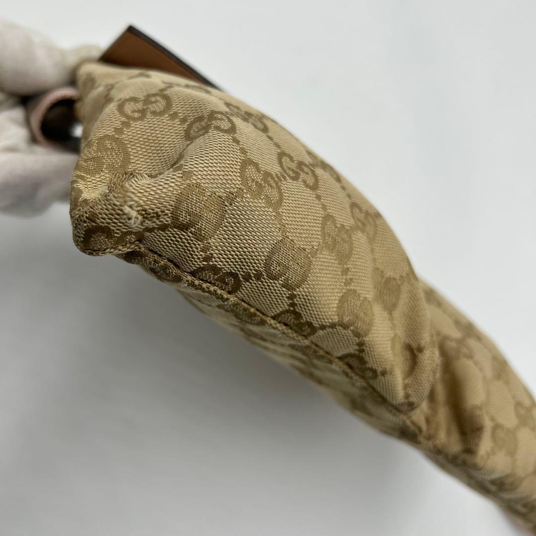 GUCCI GGキャンバス シェリーライン ウエストバッグ レザー　ピンク