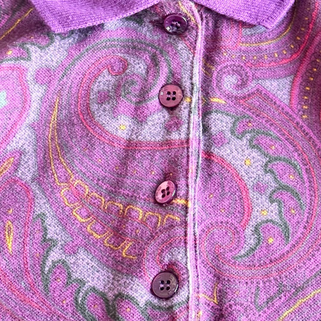 ETRO エトロ ペイズリー 長袖ポロシャツ ロゴボタン 総柄 42 洗濯機可能