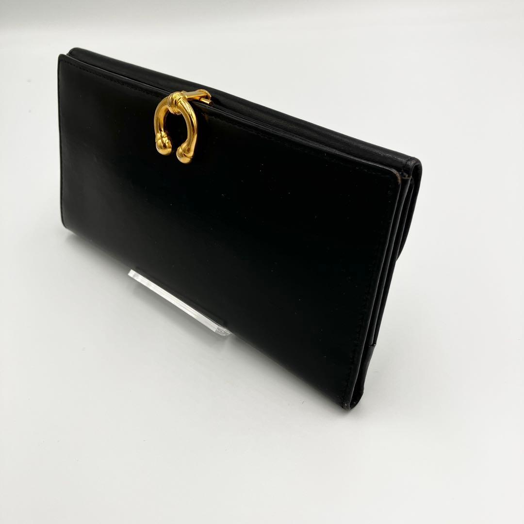 【美品】GUCCI　グッチ ブラックレザー　財布　オールドグッチ　送料無料