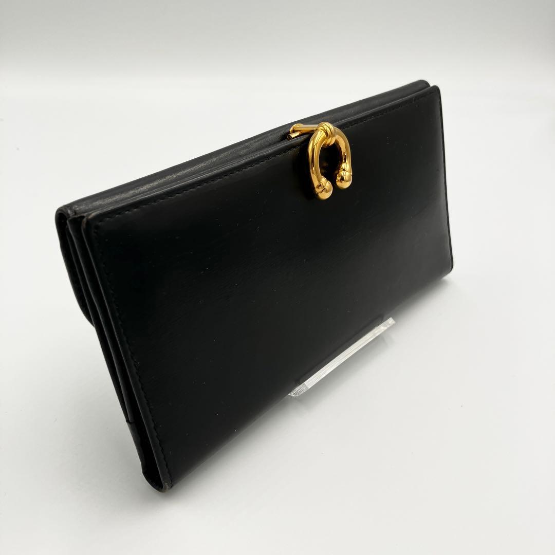 【美品】GUCCI　グッチ ブラックレザー　財布　オールドグッチ　送料無料