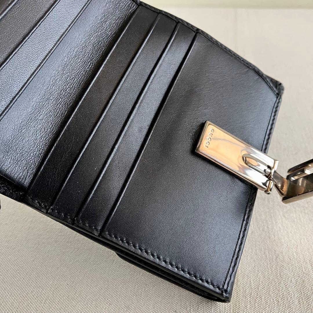 GUCCI Compact Wallet Black Leather 財布 黒