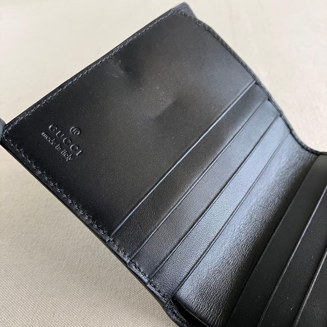 GUCCI Compact Wallet Black Leather 財布 黒