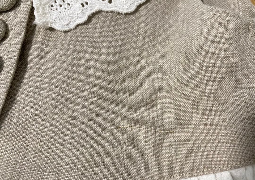 daughter&sonくるみボタンの刺繍レースのハンドメイドワンピース