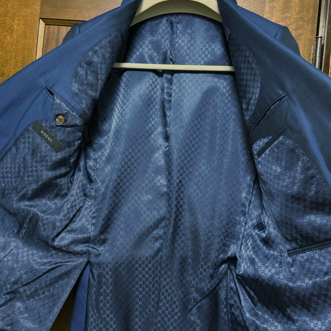GUCCI トムフォード期 テーラードジャケット シルク100 48R ネイビー