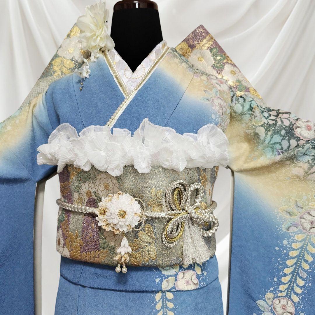 振袖フルセット(8点)名門！翠山工房 落款入り・辻ヶ花・辻が花・絞り・やまと御誂