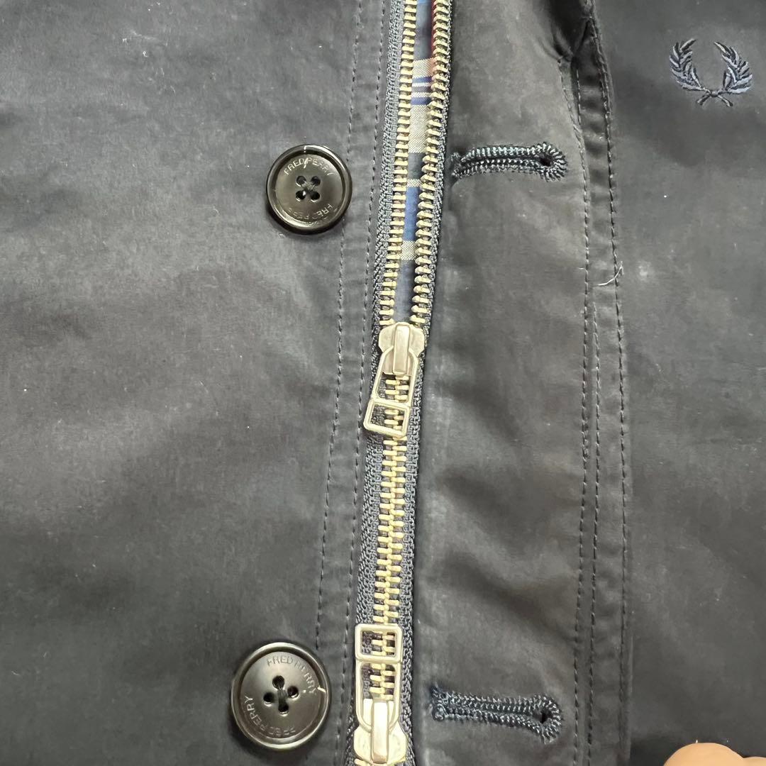 2way フレッドペリー モッズコート　ロゴ　黒　L フード　ダブルジップ