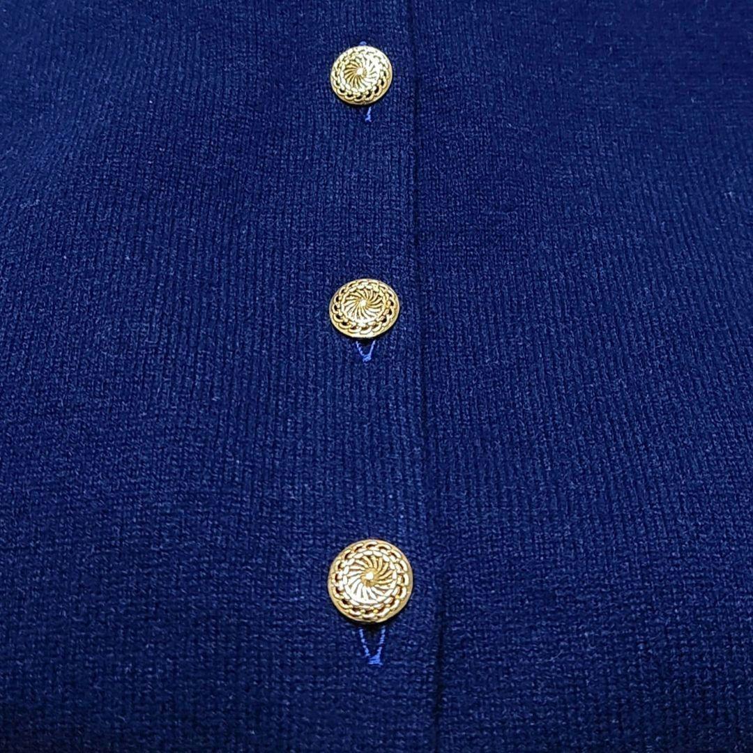 専用【極美品】カシミヤ100% ボリューム袖 カーディガン 金ボタン濃紺L