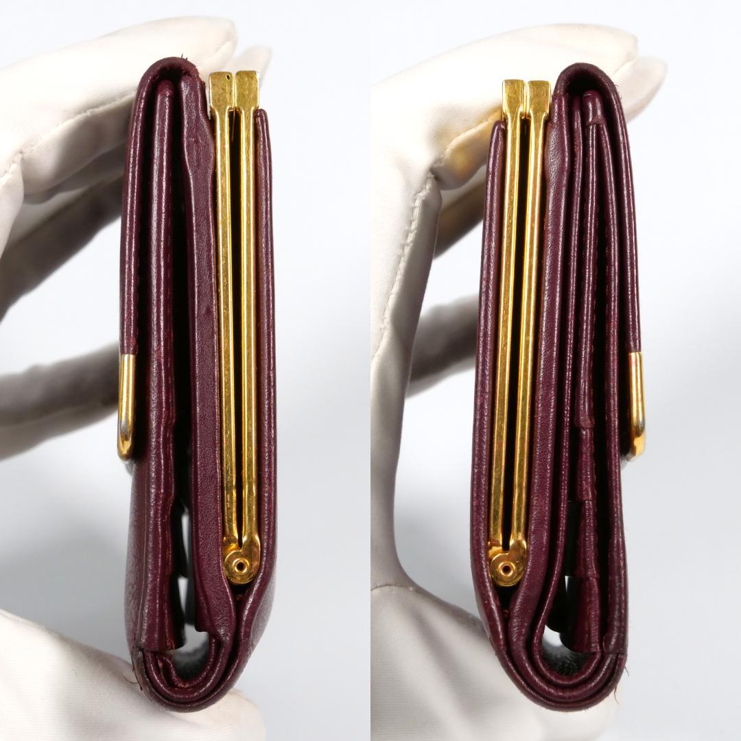 良品✨カルティエ Cartier マストライン 二つ折り財布 がま口 ボルドー