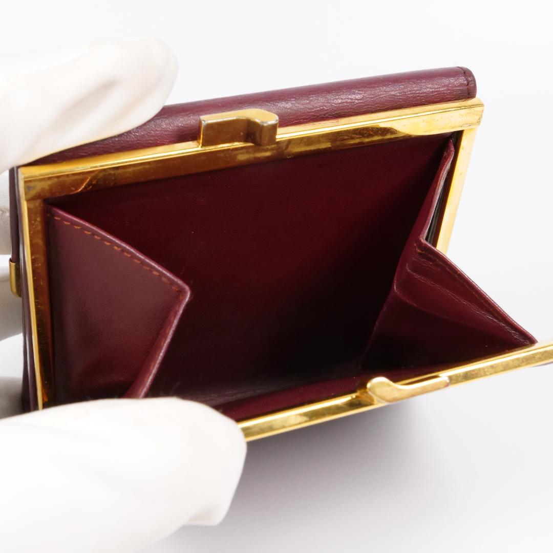 良品✨カルティエ Cartier マストライン 二つ折り財布 がま口 ボルドー