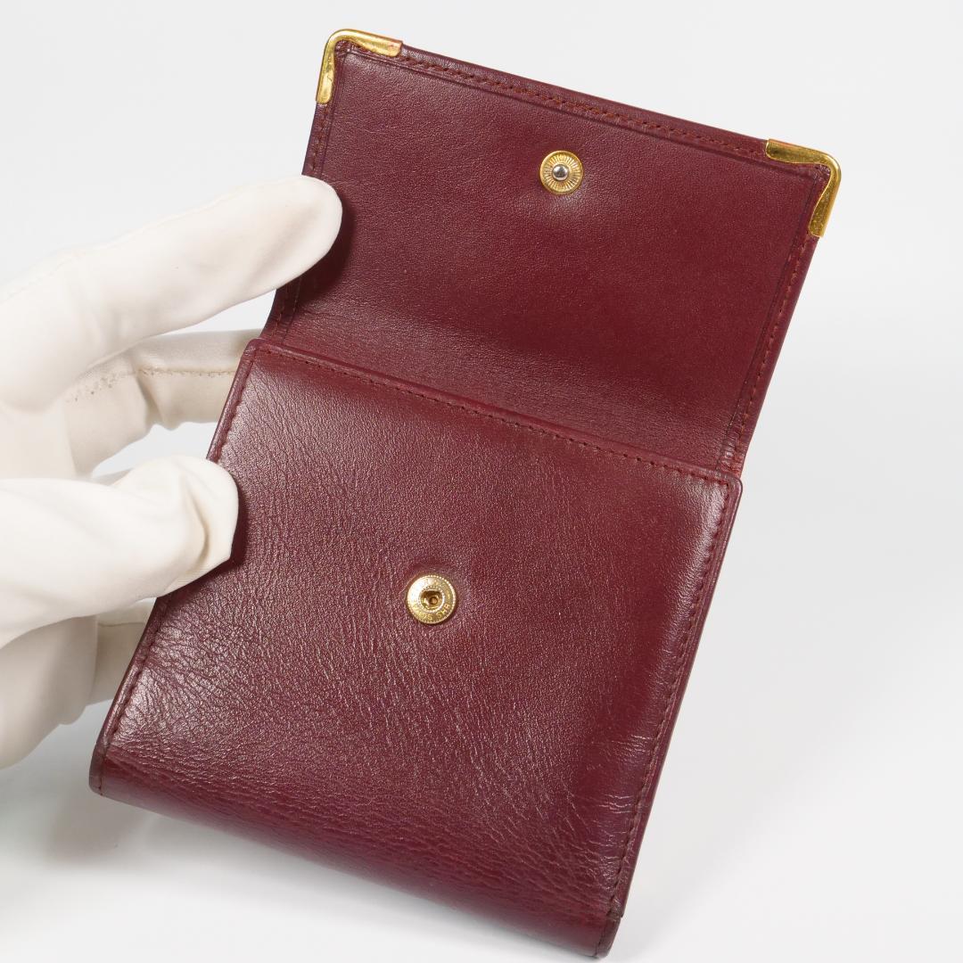 良品✨カルティエ Cartier マストライン 二つ折り財布 がま口 ボルドー