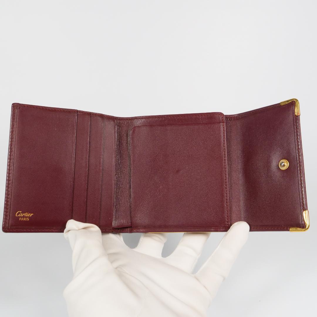 良品✨カルティエ Cartier マストライン 二つ折り財布 がま口 ボルドー