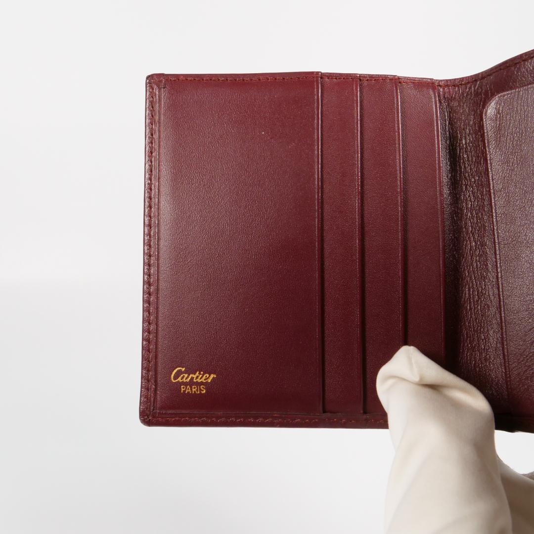 良品✨カルティエ Cartier マストライン 二つ折り財布 がま口 ボルドー