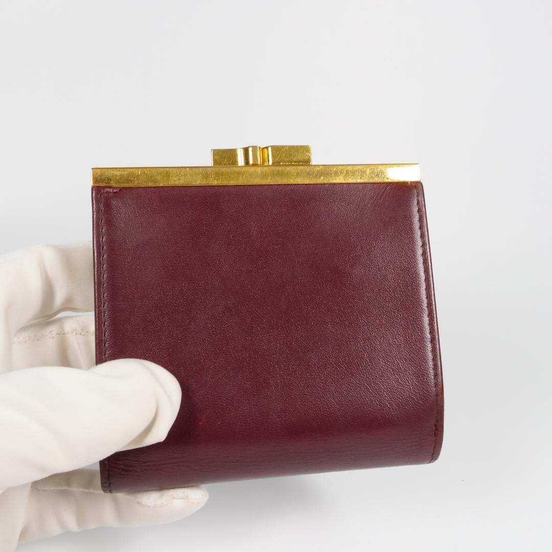 良品✨カルティエ Cartier マストライン 二つ折り財布 がま口 ボルドー