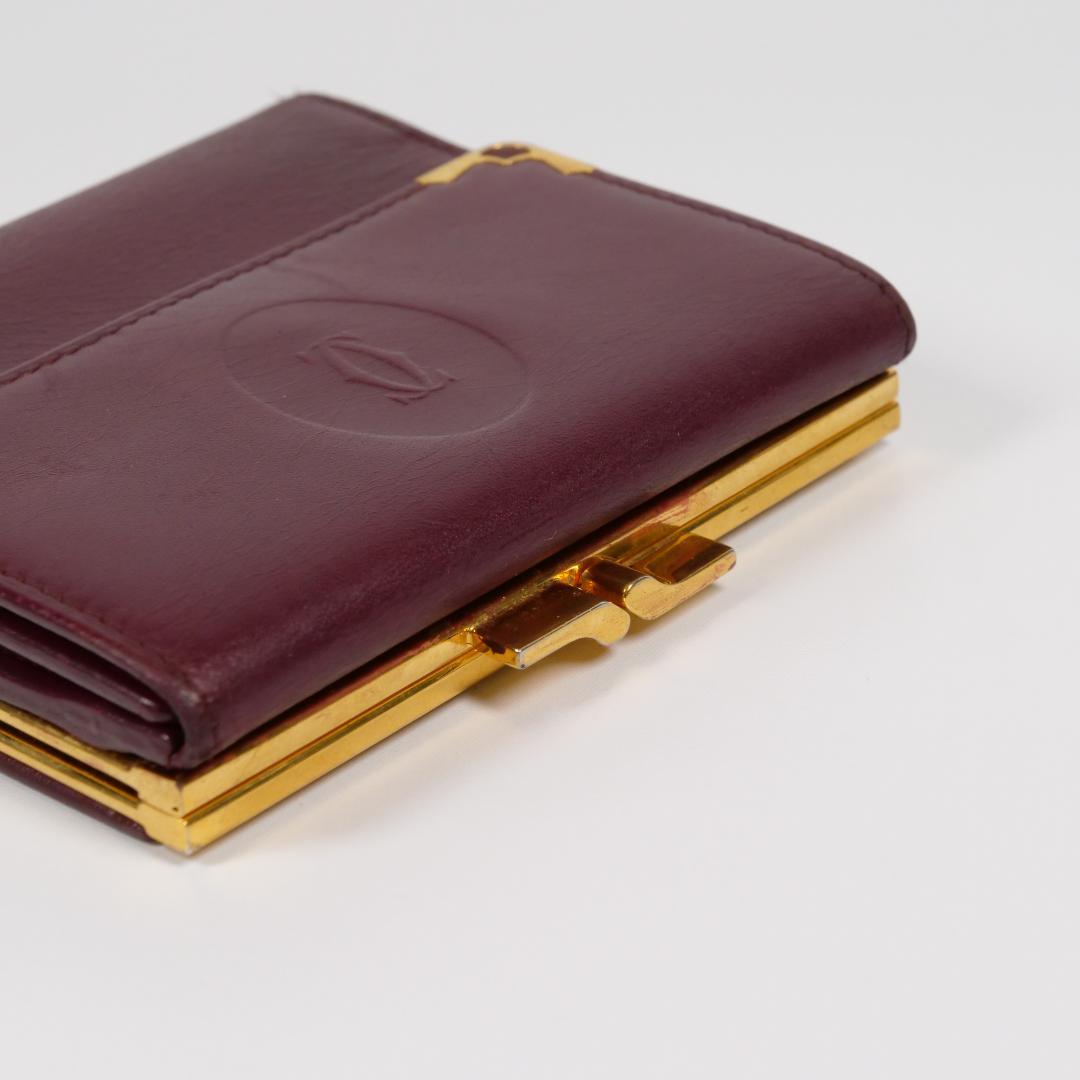 良品✨カルティエ Cartier マストライン 二つ折り財布 がま口 ボルドー