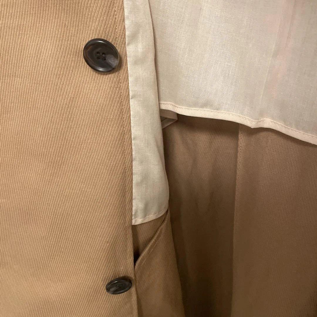 【Spick&Span】極美品コットンリネンツイルオーバーミドル丈コートキャメル