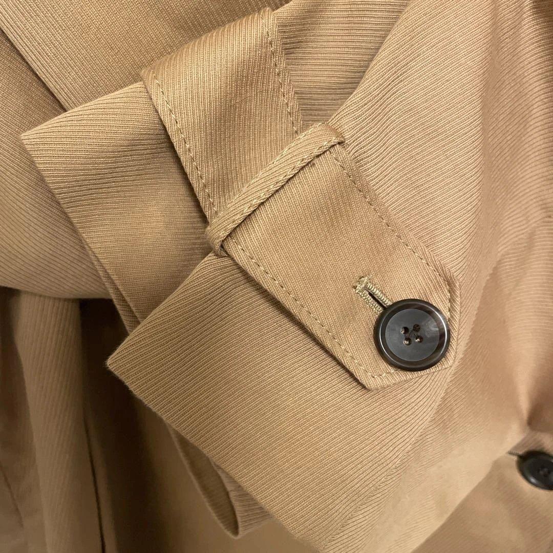 【Spick&Span】極美品コットンリネンツイルオーバーミドル丈コートキャメル