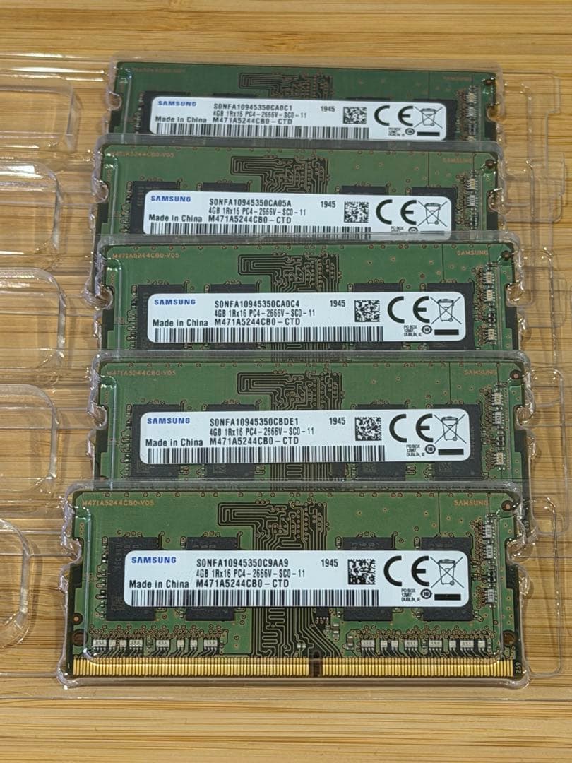Samsung SODIMM 4GB DDR4 メモリ 10枚セット