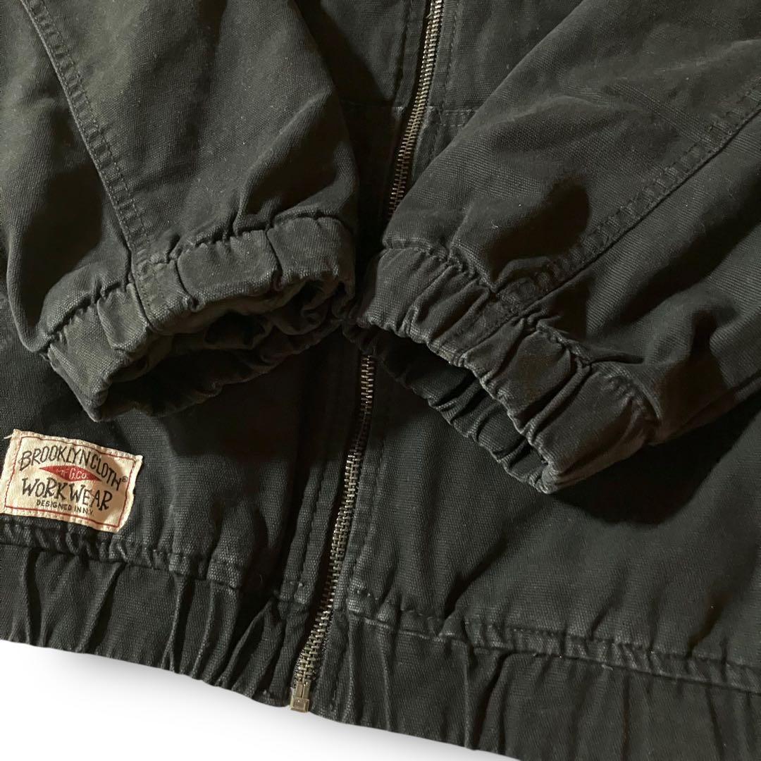 vintageダック地アクティブジャケット裏ボアフリース短丈フーディブラックXL