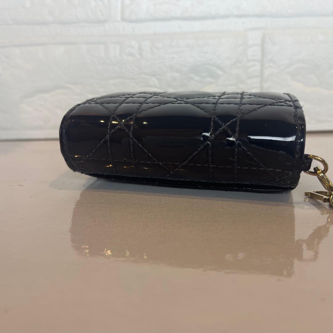 Dior 財布 レディディオール カナージュ ロータスウォレット エナメル 三折