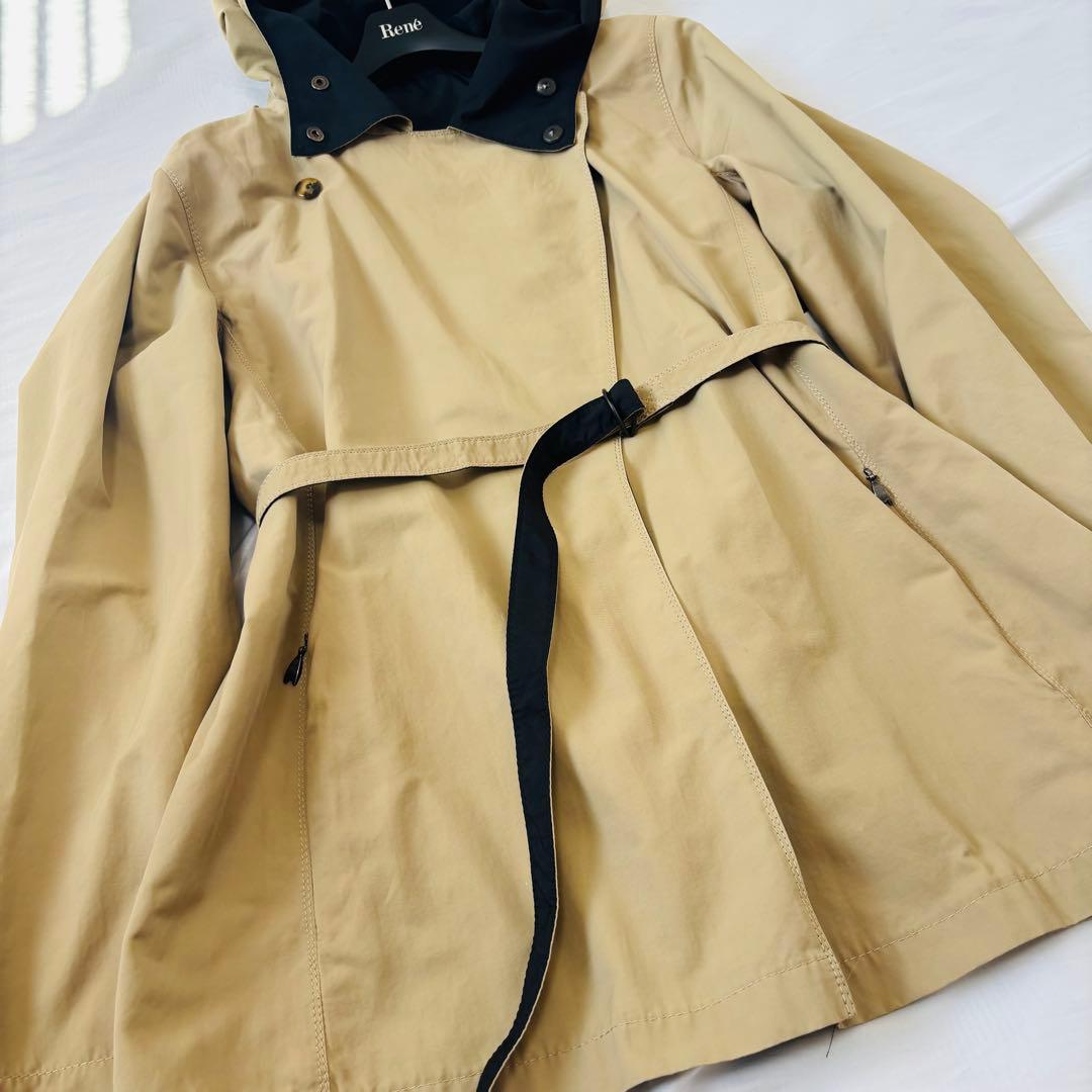 美品 MaxMara レインコート リバーシブル フード 大きいサイズ