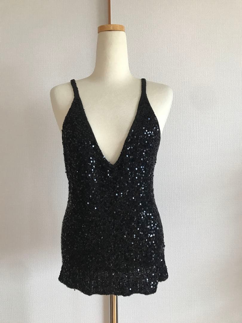 美品 DONNA KARAN COLLECTION スパンコール キャミソール