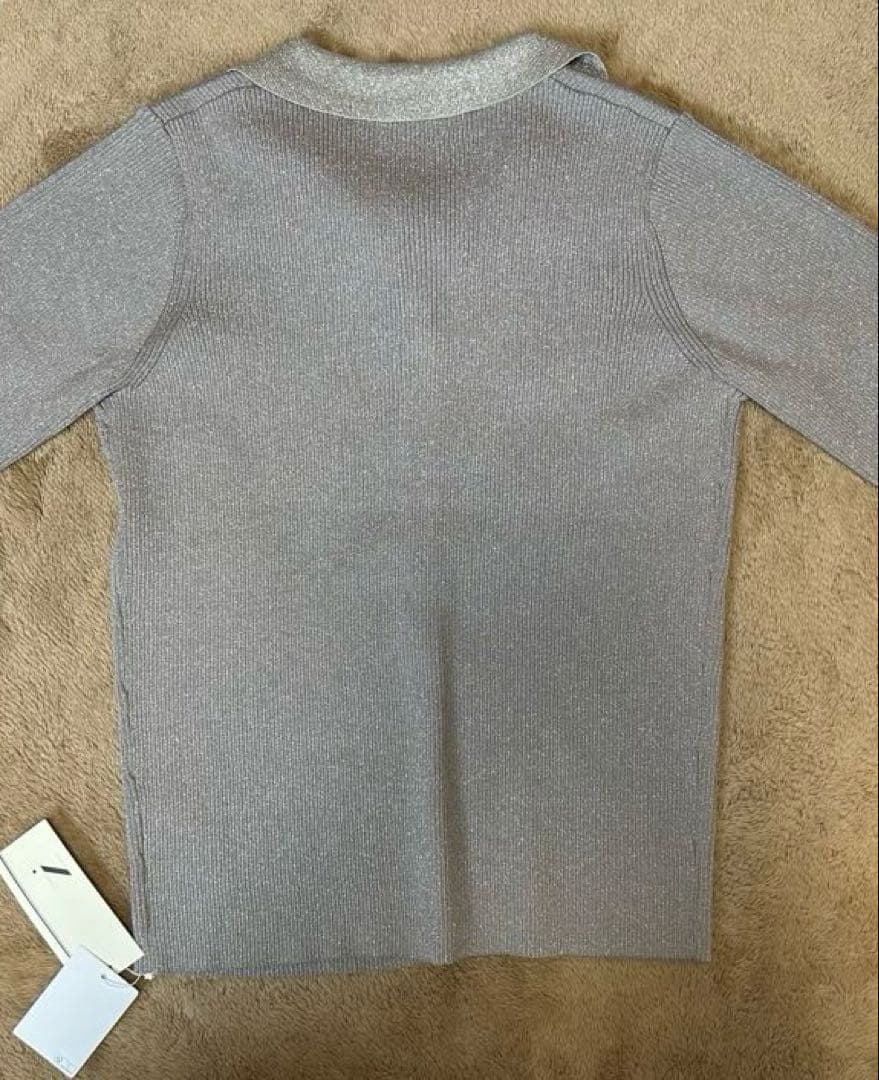 N.Natural Beauty Basic　長袖ポロニット　ラメリブポロニット