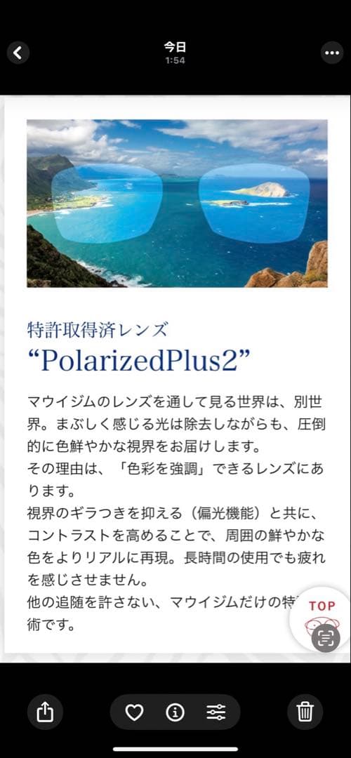 日差しで人生観変わりますMaui Jim カットフィルター　米皮膚がん財団推奨